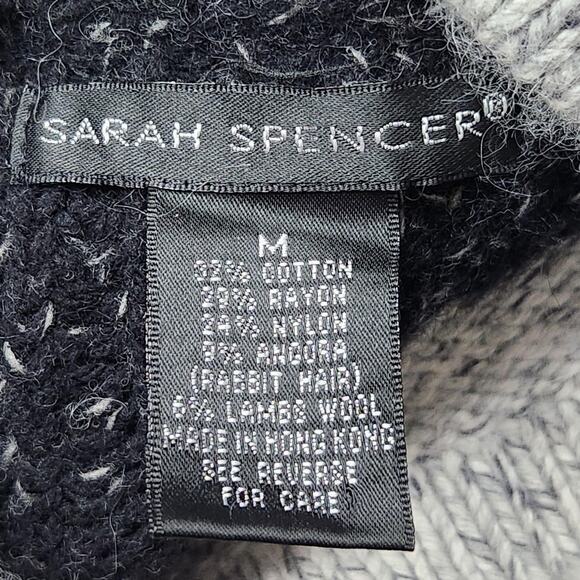 Sarah Spencer Sweater Womens Medium Gray Mock Neck Angora Marled Chunky Knit - Picture 13 of 14